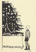 Junge bei einem Weihnachtsbaum